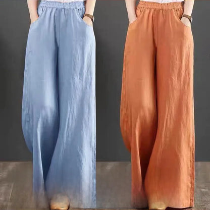 High Waist Wide Leg Pants Women's Casual Loose Cotton Linen Spring Summer Long Trousers Large Size Comfortable Drapey Style