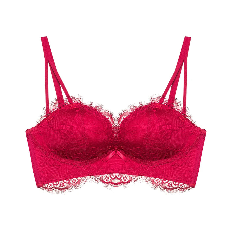 Sexy Victoria‘s Bras Style Push Up Bra Set, French Lace for Small Chest Side Support Anti Sagging MOYISU Sexy Panty & Tushy PP A