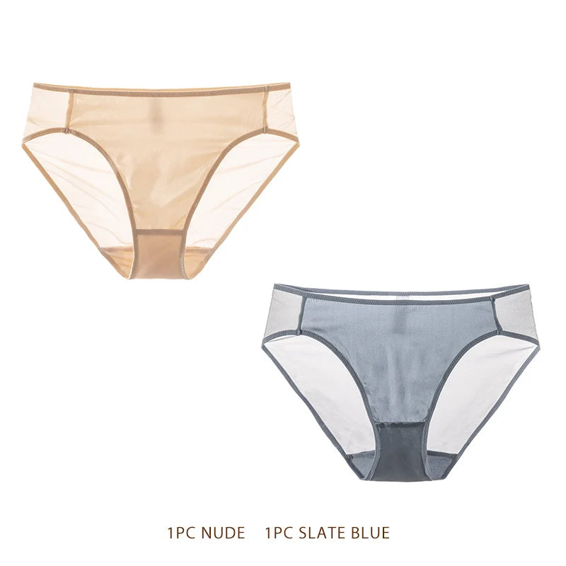 SuyaDream Women Panties 100% Natural silk Lining Meshes Briefs Underwear Health Underpants 2023 New Everyday wear Intimates
