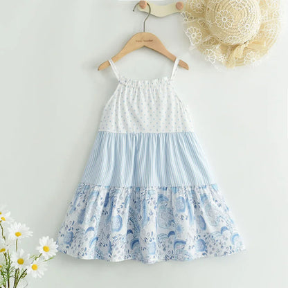 Bear Leader Summer Girls Dress Casual Princess Dresses Sleeveless Print Flower Costumes Kids Vestidos Cotton Floral Dress 2-7Y