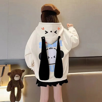 Girls' 2025 New Spring/Autumn Stylish Pochacco Long Ears Hooded Thickened Sweatshirt - Kids' Top