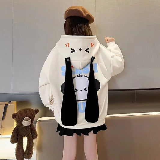 Girls' 2025 New Spring/Autumn Stylish Pochacco Long Ears Hooded Thickened Sweatshirt - Kids' Top