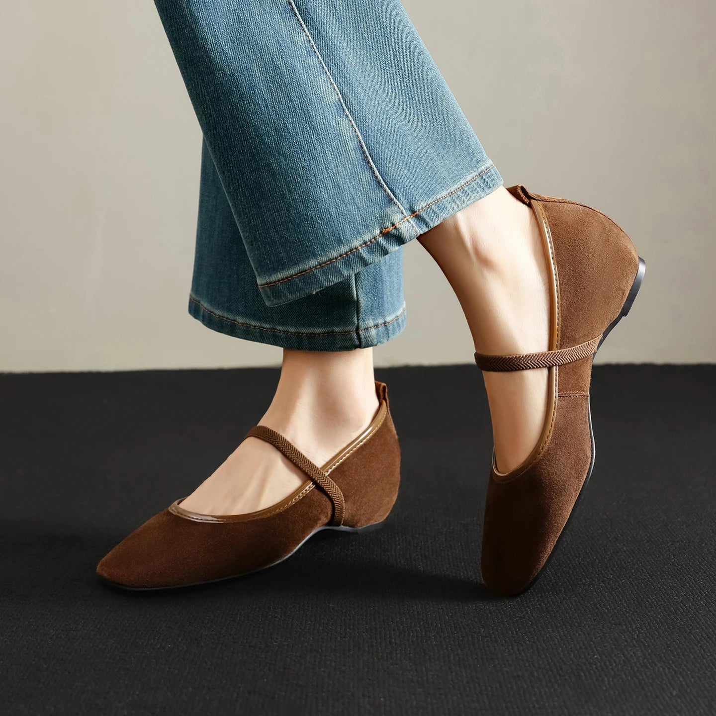 Dilalula 2027 News Genuine Kid Suede Mary Janes Shoes Women Med Heels Elastic Band Closure Pumps Young Lady Casual Shoes Dress