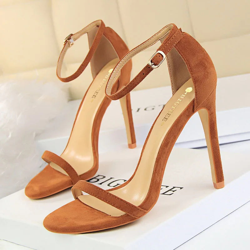 Brand Quality Shoes Women Sandals Silk Sexy High Heels 11CM Ladies Stiletto Wedding Party Office Summer Sandalias Mujer WSH4132