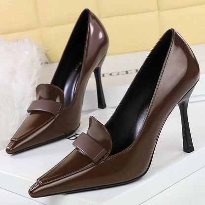 BIGTREE Shoes Patent Leather Women Pumps Sexy High Heels Occupation OL Office Shoes Stiletto 9.5 CM Heels Female Party Shoes