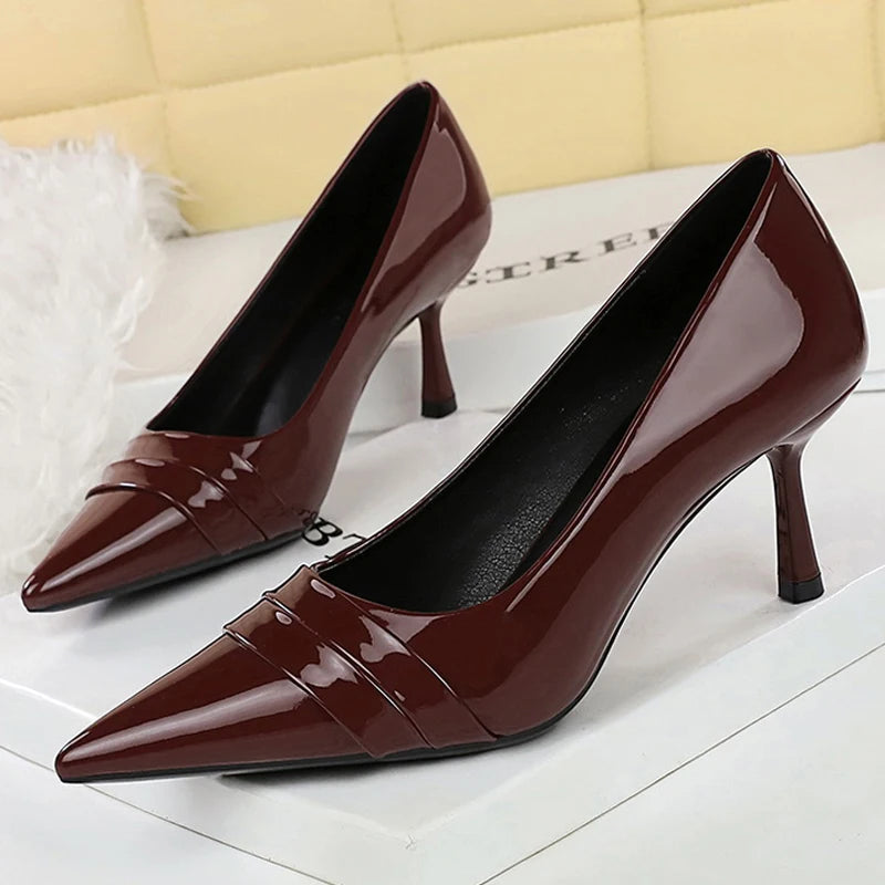 BIGTREE Shoes Women Pumps Patent Leather High Heels Women Shoes Pointed Kitten Heels 6.5 Cm Sexy Party Shoes Ladies Heels 2026