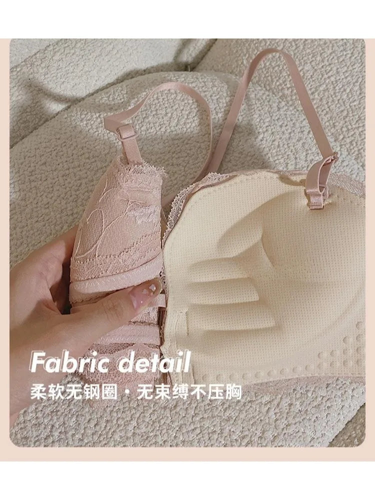 Push Up Padded Bra Set Small Bust - Front Closure Strapless Sexy Lingerie with Fashionable Back Design Comfort Fit Everyday Wear