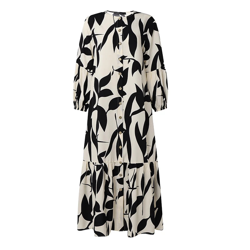 Bohemain Printed Maxi Dresses ZANZEA Fashion Women Long Lantern Sleeve Muslim Abaya Dress Hijab Robe Kaftan Buttons Up Vestidos