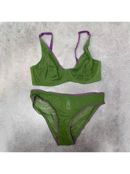 YUQI French Summer Bra - Sexy Euro Color-Block Lingerie | Slim Push-Up Lift & Anti-Sag Support | Anti-Sag Comfort Fit Underwear