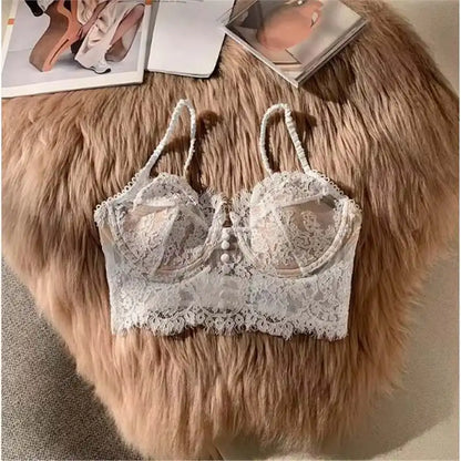 Women Deep U Back Lace Minimizer Bra Soft Underwire Thin Cup Push Up Breathable Sheer Mesh Adjustable Strap Daily Lingerie