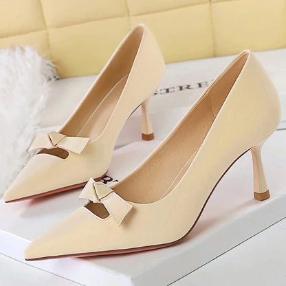 BIGTREE Shoes Fashion Women Pumps Bowknot Design Kitten Heels Ladies Shoes Stiletto 6.5 CM Luxury Banquet Shoes Women Heels 2026