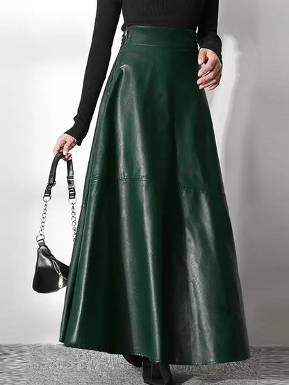 Women's Elegant OL Long Saias 2023 Fashion Solid Mujer Faldas ZANZEA PU Leather Maxi Skirts Casual High Waist Zipper Jupe Femme