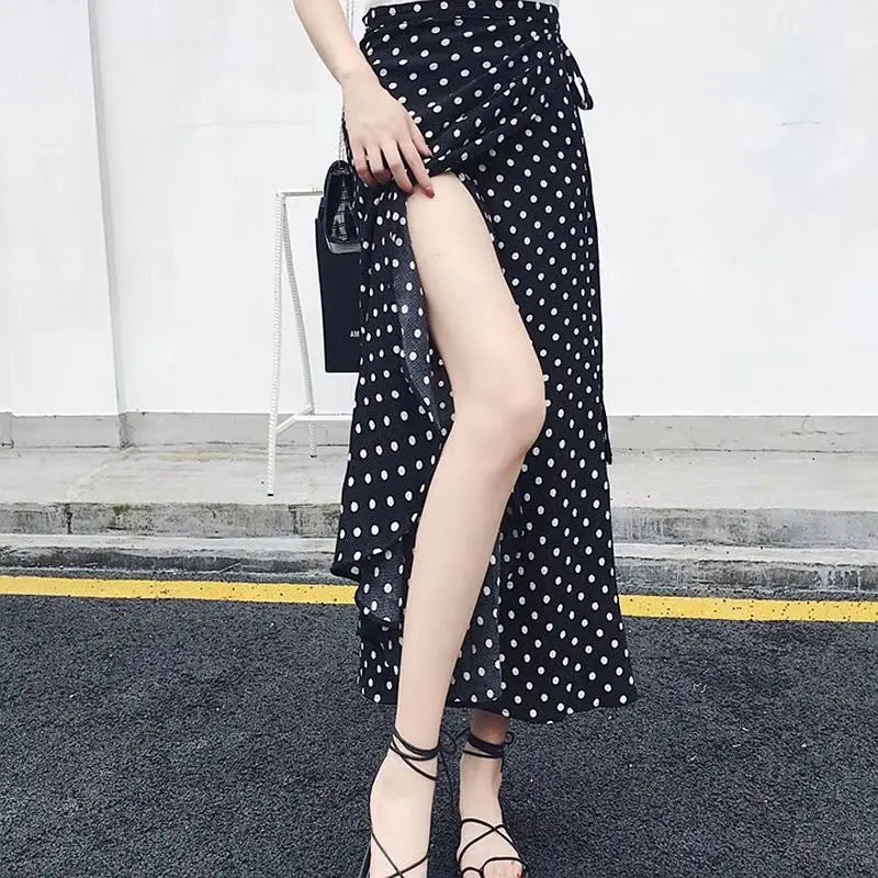 Vacation Style Wrap Skirt Beachside Long Skirt Women's High Waist A-Line Midi Skirt Floral Print One-Piece Summer Spring