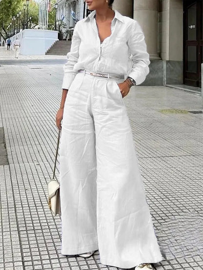 Bonboho Women's Cotton Linen High Waist Wide Leg Pants with Pockets 2026 Summer Minimalist Solid Color Casual Office Trousers