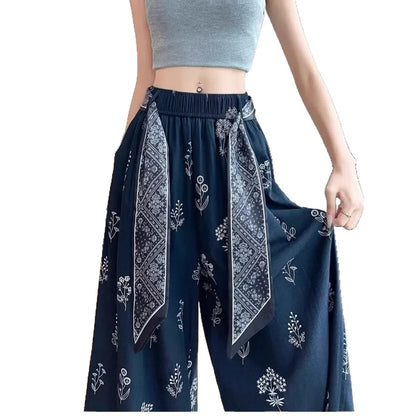 Women's Retro Comfortable Pants Printed Thin Office Lady Fashion New Arrival Trendy Breathable