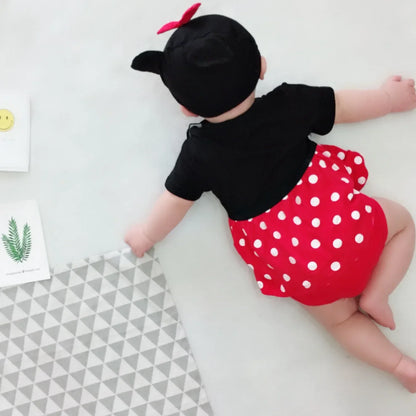 Summer Cotton Mickey Minnie Baby Rompers Cartoon 2pcs Jumpsuit Triangle Climbing Suit Skirt Two-piece Suit