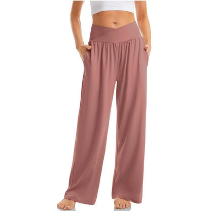 Women Cotton Linen Pants Summer Autumn Fashion Elastic Waist Loose Straight Pants Female Casual SolidColor Ankle-length Trousers
