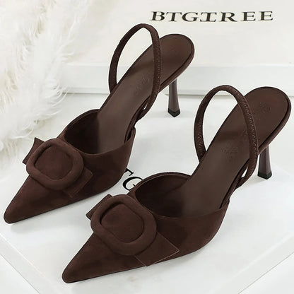BIGTREE Shoes Belt Buckle Decoration Women Pumps Fashion High Heels Suede Stiletto 8 cm Heels Women's Sandals Summer Shoes 2026
