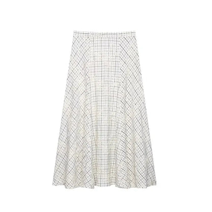 TFAFXY 2026 Summer Bow Plaid Embroidered Blouse Women Sets A-line Midi Long Skirt Suits Y2K
