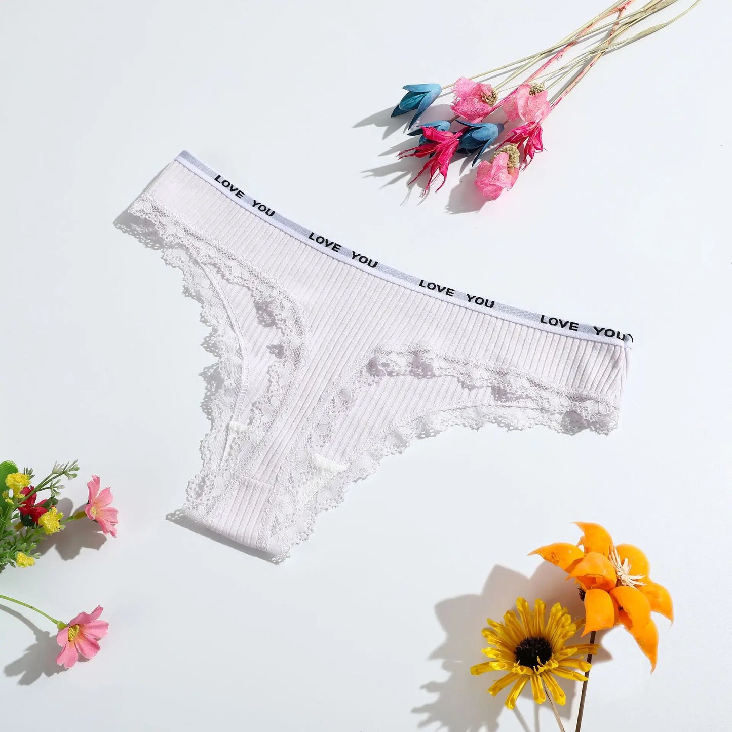 Comfort Breathable Soft Underwear Women's Low-Rise Ribbed Cotton Thongs Panties