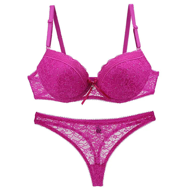 2024 Sexy Bra Sets Push Up Lace Lingerie 34/75 36/80 38/85 40/90 42/95 BCDE Cup White Pink Blue Khaki Green Violet Underwear