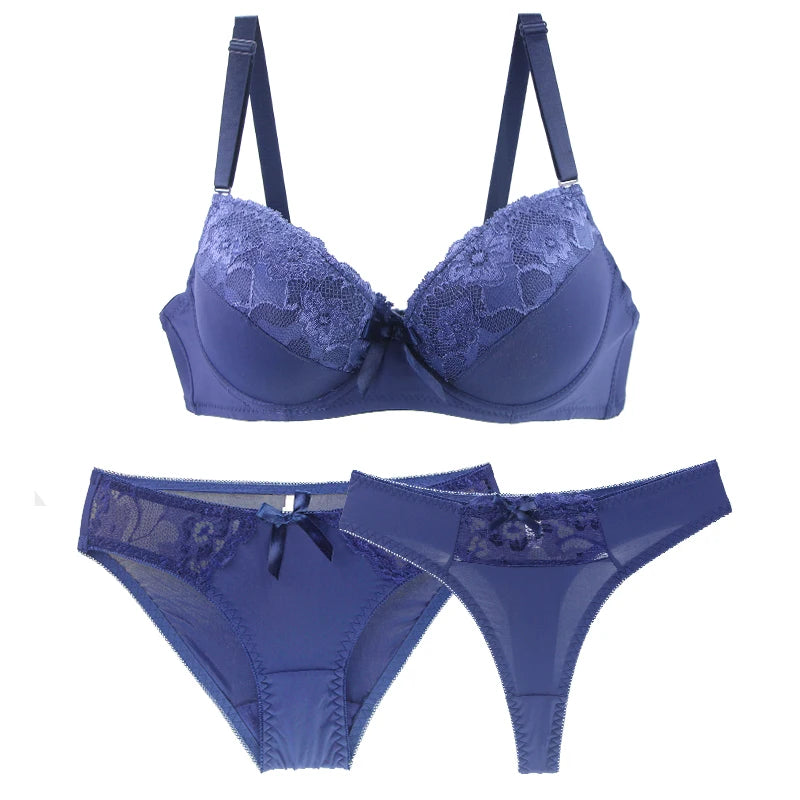 Nouvell Seamless New Sexy Push Up Bra Sets 2 Piece Beige White Purple Red Black Blue Underwear Thong For Women BCDE Cup Lingerie