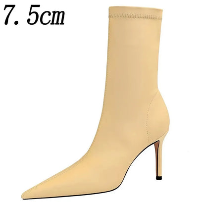 2026 New Socks Boots Fashion Ankle Boots For Women Boots Balck Pointed Toe Elastic Heels Shoes Fetish Autumn Winter Female Shoes