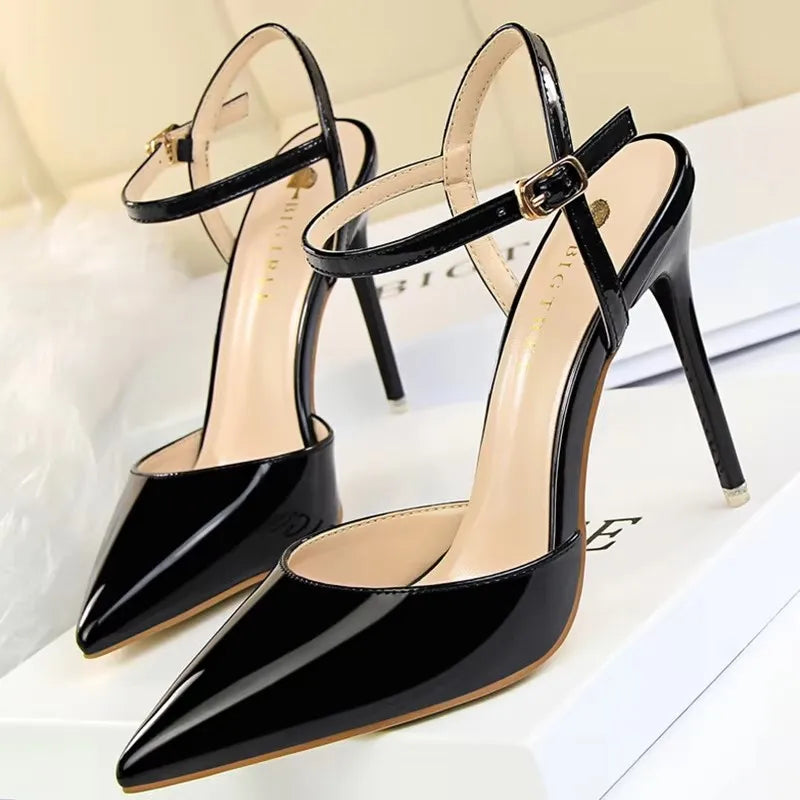 BIGTREE Shoes Fashion Sandals Women 2026 Patent Leather High Heels Women Sandals Summer Heeled Sandals Pointed Toe Women Pumps