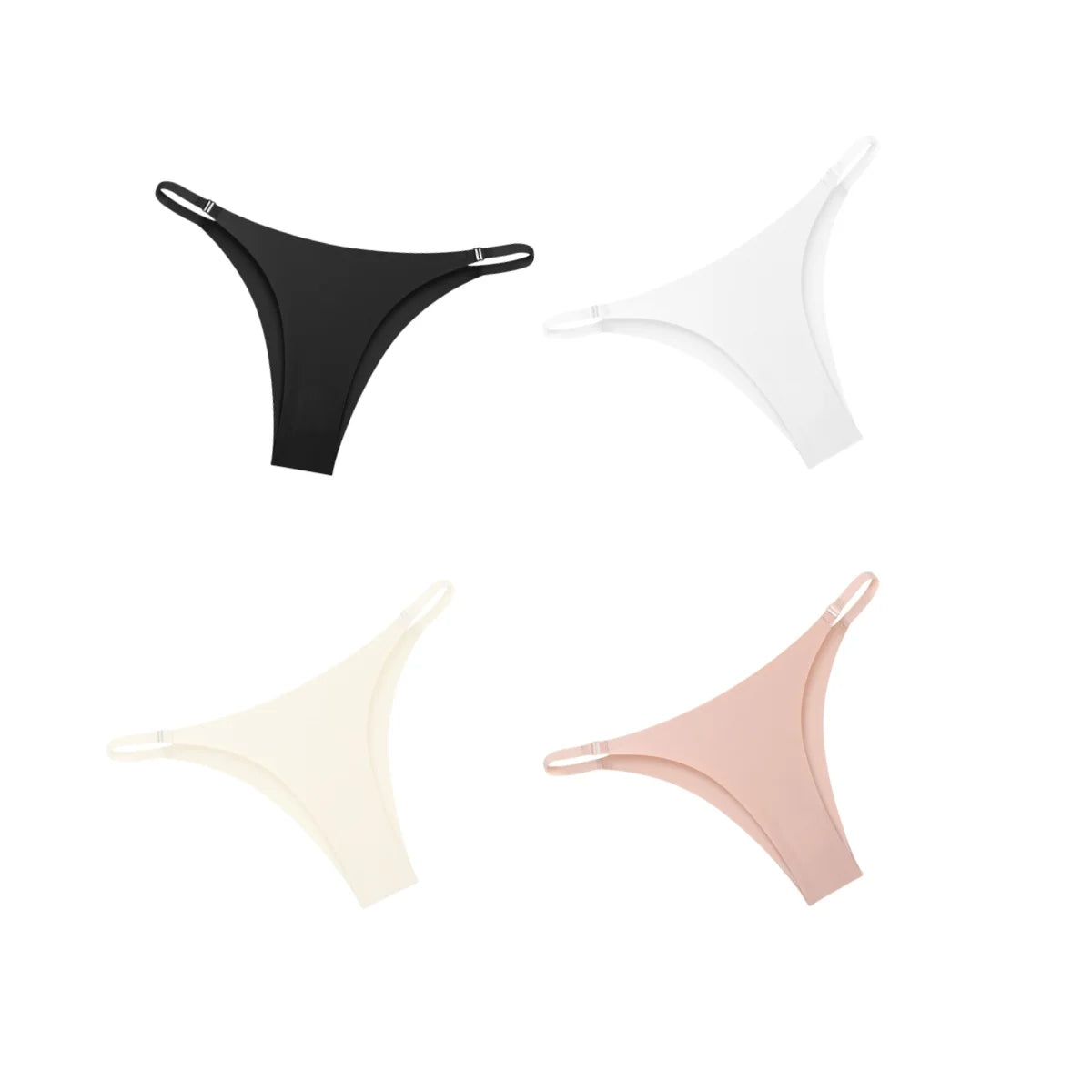 4Pcs/Set Women Ice Silk Low Rise Briefs with Decorative Side Buckle Sexy Brazilian Panties Seamless Underwear Lingerie S-XL