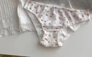 Japanese Sweet Lolita Bra&Panty Set Cherry Strawberry Print Wireless Comfort Bralette Anti Sagging AB Cup MOYISU 32-38-Sexy Bras
