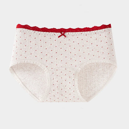 1pcs Cotton Panties Girl Lace Underwear Teenager Cute Bow Briefs Students Intimates Dot Print Underpant Female Comfort Lingeries