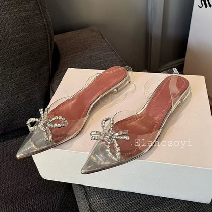 Summer Crystal Flower High Heels Women Transparent PVC Cup Heels Sandals Pointed Toe Back Strap Sandalias Sexy Party Dress Shoes