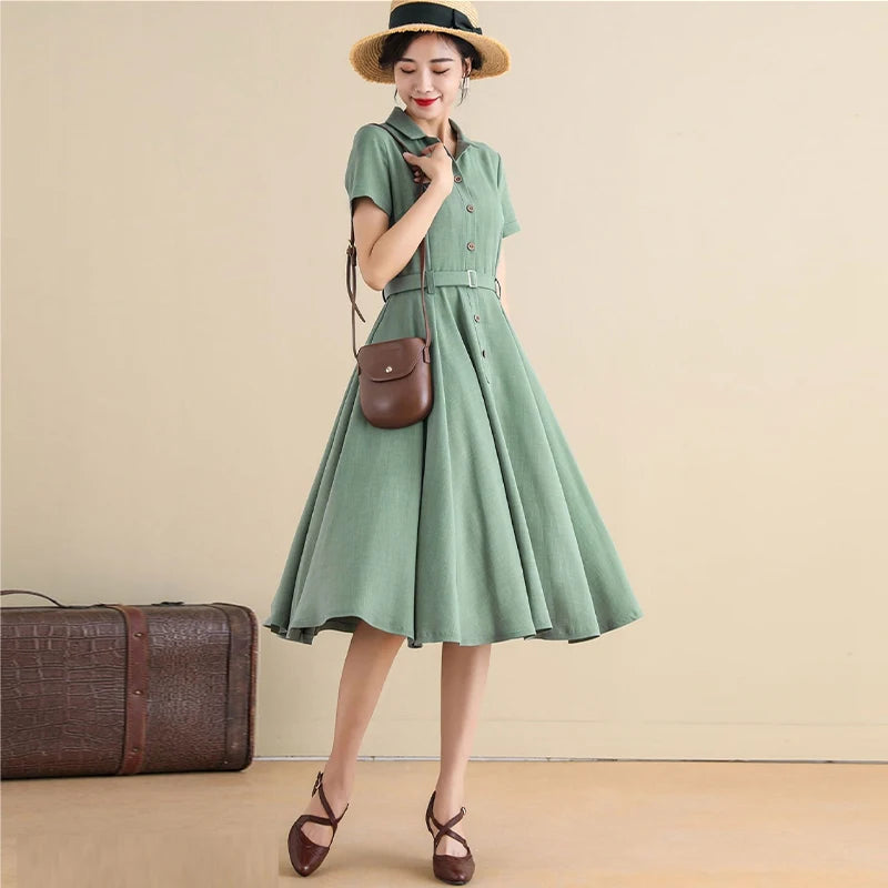 2026 New Arrival: Summer Three-Color Linen Blend Blazer-Lapel Dress – Trendy Slim-Fit Mini, Versatile & Breathable