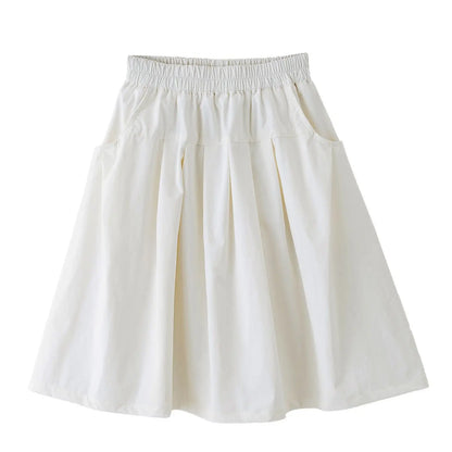 Preppy Style Over The Knee Pleated Skirt for Tween Girls Knee Length Schoolgirl Skirt Spring Autumn Seasonal Casual Wear