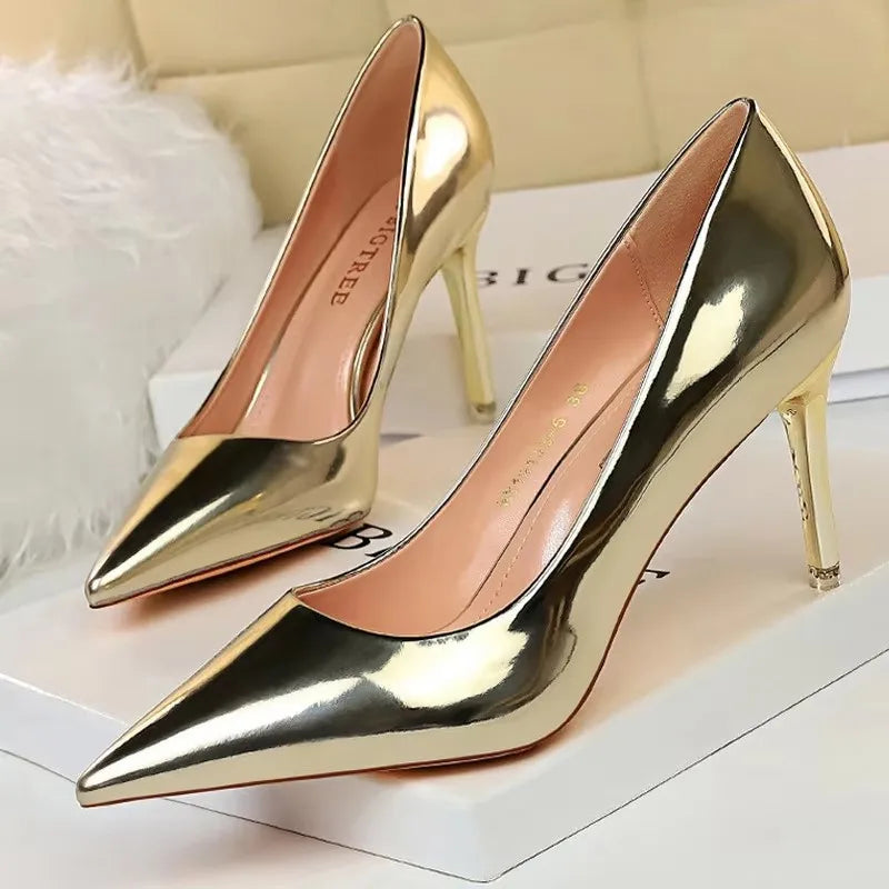 BIGTREE Shoes Classic Pumps Patent Leather Women Pumps Fashion Women Wedding Shoes High Heels Stiletto 10.5 cm 7.5 cm Lady Shoes