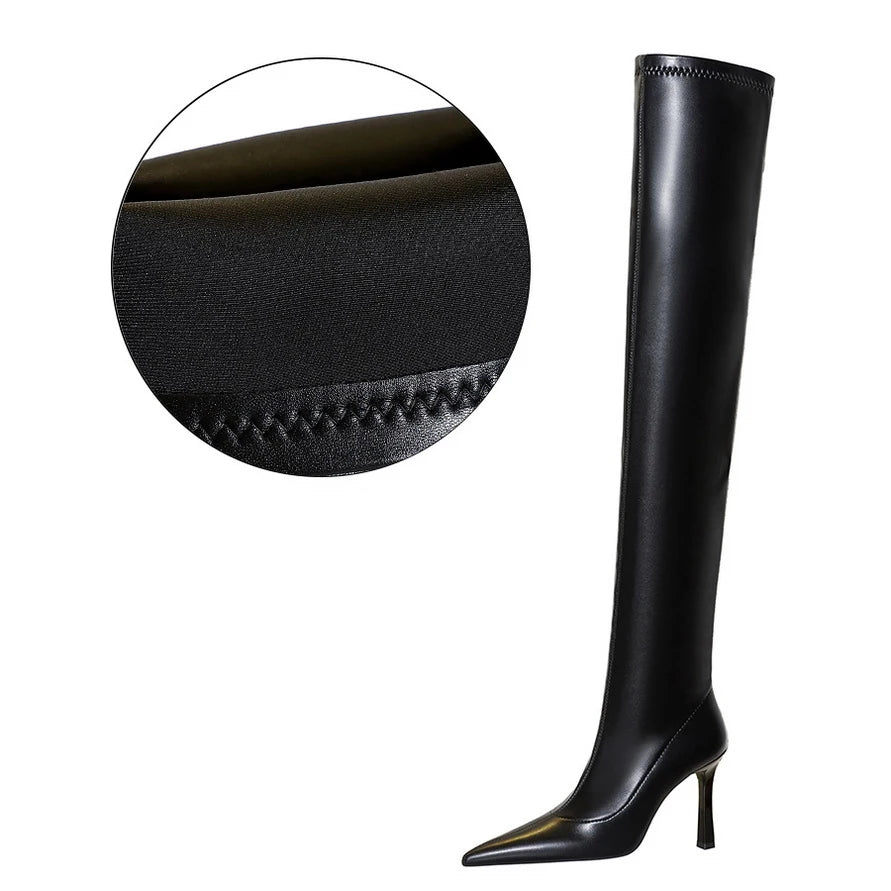 BIGTREE Shoes Sexy Over-the-Knee Boots Leather Shoes Long Boots Stilettos High Heel Boots Winter Shoes Pointed Women Boots 2026
