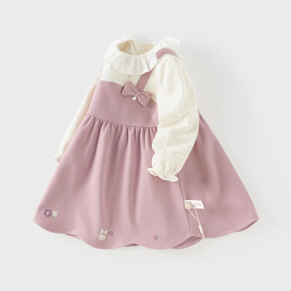 Dave Bella Girl Dresses Spring Autumn Dress Long Sleeve Cotton Sweet Bow Children Princess Clothes Elegant Charm Party DB3263030