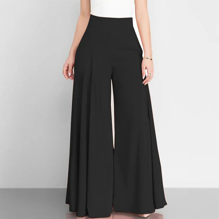 Women's Thin Trousers Zipper Wide Legs Solid Color High Waist Elegant Spring Office Commuting Simple Versatile Casual Pants