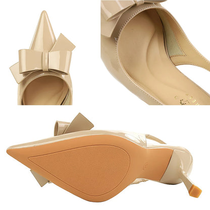BIGTREE Shoes Bowknot Women's Sandals High Heels Patent Leather High-Heeled Sandals Ladies Shoes Summer Stiletto Heels 8 cmm
