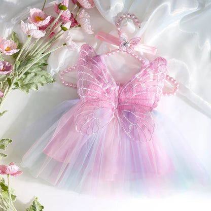 Ylsteed Newborn Girl Photography Outfits with Headband Baby Girl Butterfly Wings Mesh Dress for Photo Shooting Infant  Props-HD