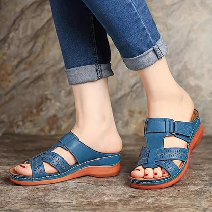 2026 Summer Women Wedge Sandals Premium Orthopedic Open Toe Sandals Vintage Anti-Slip Leather Casual Female Platform Retro Shoes