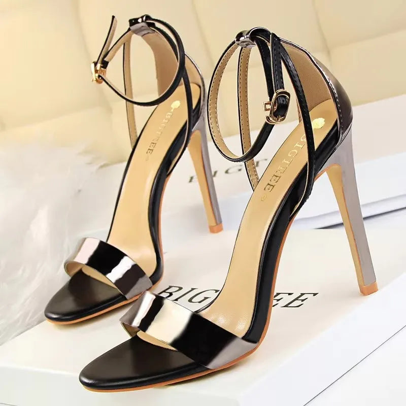BIGTREE Shoes Pu Leather High Heels 2026 New Women Heels Sexy Stiletto Heels 11 Cm Party Shoes Color Matching Women Sandals