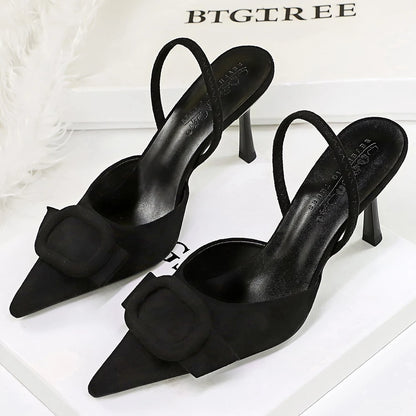 BIGTREE Shoes Belt Buckle Decoration Women Pumps Fashion High Heels Suede Stiletto 8 cm Heels Women's Sandals Summer Shoes 2026