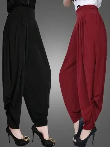 Summer New plus Size Lantern Pants Elastic Waist Casual Dance Mosquito Proof Long Trousers for plus Size Women High Waist Lon...