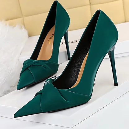 BIGTREE Shoes Fashion Kitten Heels Women Pumps Pointed Bow-knot Stiletto High Heels Women Shoes Sexy Party Shoes Plus Size 34-43