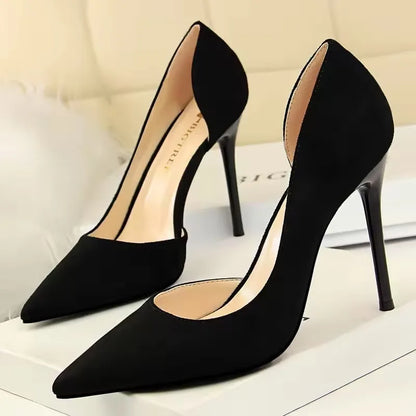 BIGTREE Shoes Pointed Toe Woman Pumps Stiletto High Heels Suede Women Shoes Sexy Women Heels Wedding Shoes Female Heels 10.5cm