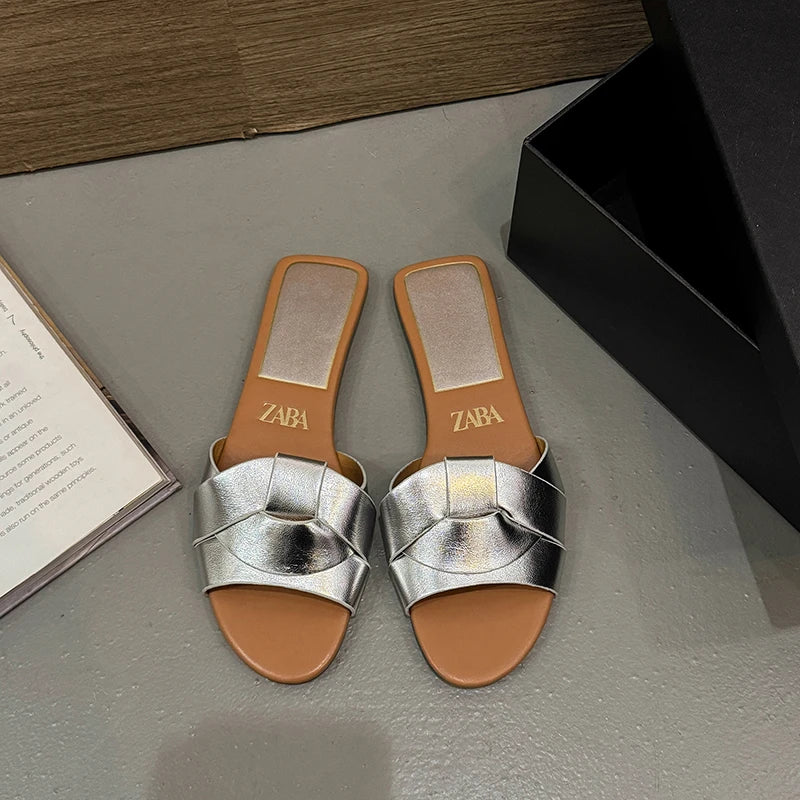 Summer Women Slippers Fashion Outdoor Casual Breathable Flat T-shape Soft Comfortable Heels Shoes Open Toe Sandals Slides Women