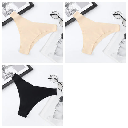3Pcs/Set Women Ice Silk Panties V-Waist Low Rise Briefs Seamless Underwear Female Quick-Drying Underpants Sexy Lingerie S-L