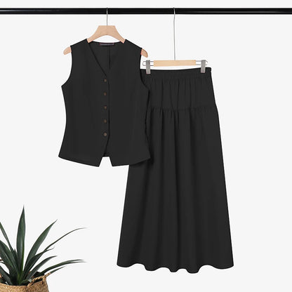2026 ZANZEA Summer Elegant V Neck Sleeveless Shirt Dress Sets Fashion Women 2 Piece Sets Solid Outfits Stylish OL Work Suit