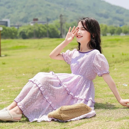 Chiffon Princess Dress Children's Elegant Girl Girls Fashion Clothes Little Girl's From 10 14 Years Old Summer Dresses 8 Child 7